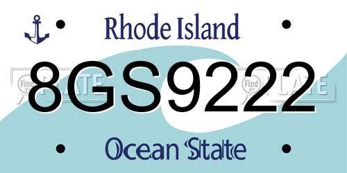 8GS9222 Rhode Island License Plate