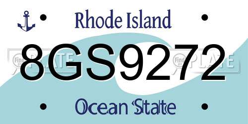 8GS9272 Rhode Island License Plate