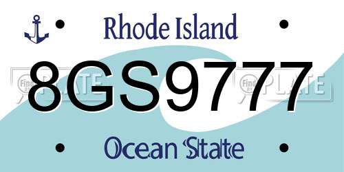 8GS9777 Rhode Island License Plate