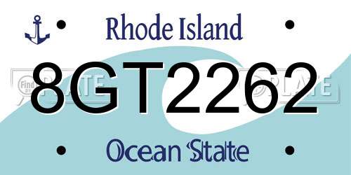 8GT2262 Rhode Island License Plate