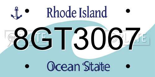 8GT3067 Rhode Island License Plate