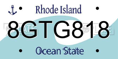 8GTG818 Rhode Island License Plate