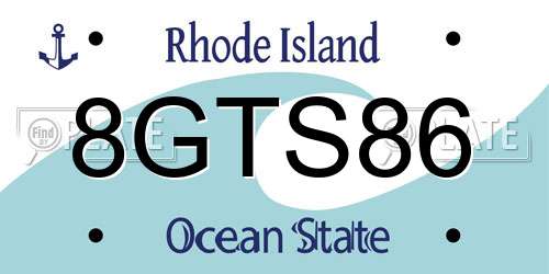 8GTS86 Rhode Island License Plate