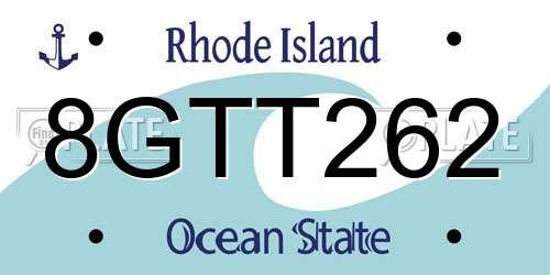 8GTT262 Rhode Island License Plate
