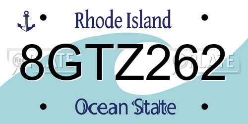 8GTZ262 Rhode Island License Plate