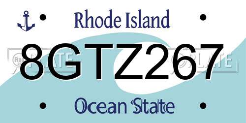 8GTZ267 Rhode Island License Plate