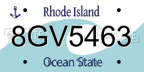 8GV5463 Rhode Island License Plate