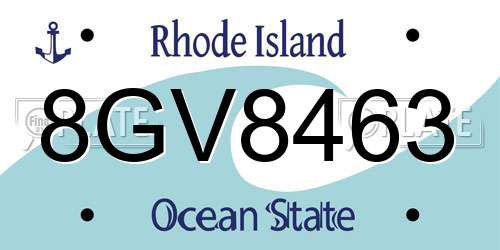 8GV8463 Rhode Island License Plate