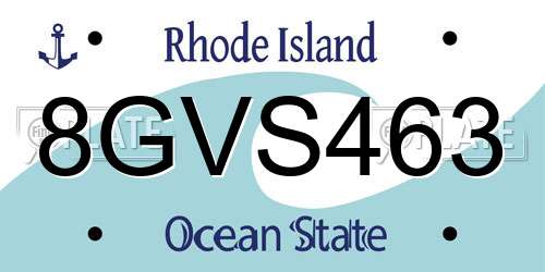 8GVS463 Rhode Island License Plate
