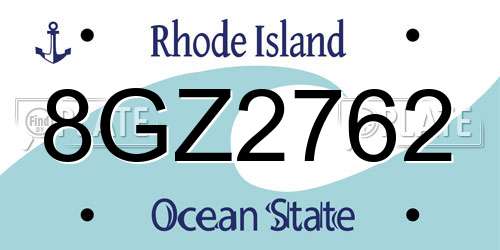 8GZ2762 Rhode Island License Plate