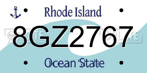 8GZ2767 Rhode Island License Plate