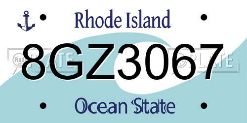 8GZ3067 Rhode Island License Plate