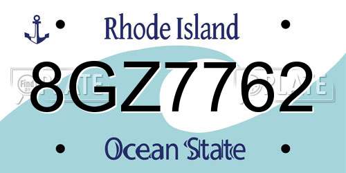 8GZ7762 Rhode Island License Plate