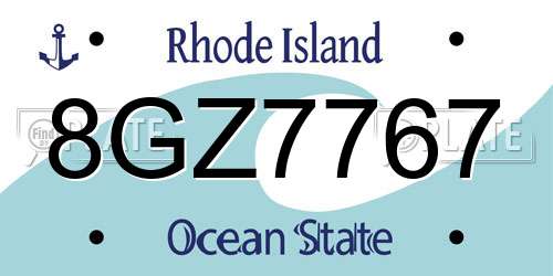 8GZ7767 Rhode Island License Plate