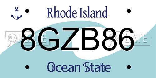 8GZB86 Rhode Island License Plate