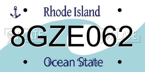 8GZE062 Rhode Island License Plate