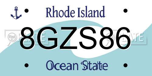 8GZS86 Rhode Island License Plate