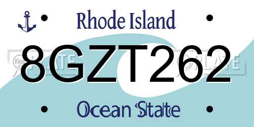8GZT262 Rhode Island License Plate