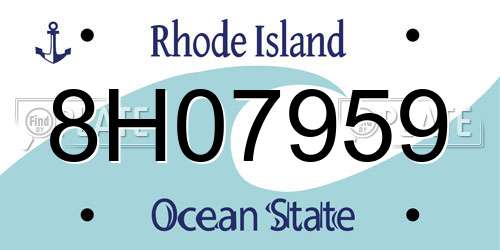 8H07959 Rhode Island License Plate