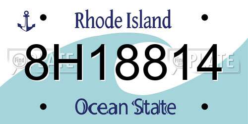8H18814 Rhode Island License Plate