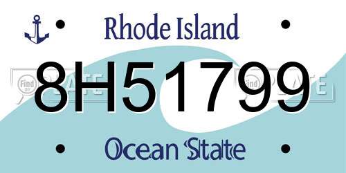 8H51799 Rhode Island License Plate