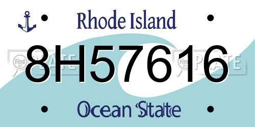 8H57616 Rhode Island License Plate