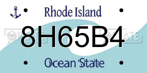8H65B4 Rhode Island License Plate