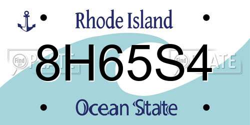 8H65S4 Rhode Island License Plate