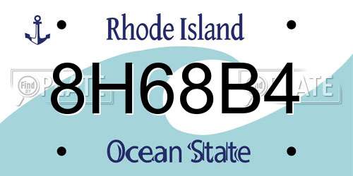 8H68B4 Rhode Island License Plate