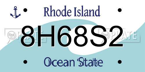 8H68S2 Rhode Island License Plate