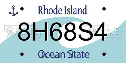 8H68S4 Rhode Island License Plate