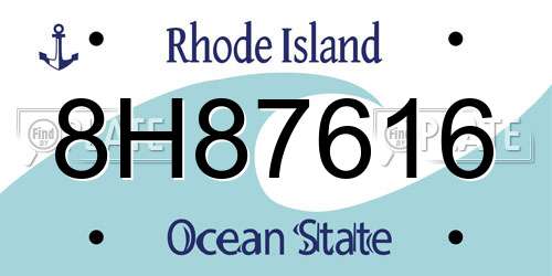 8H87616 Rhode Island License Plate