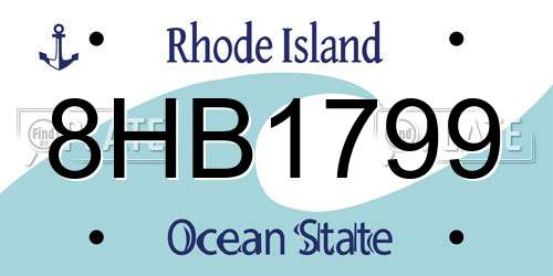 8HB1799 Rhode Island License Plate