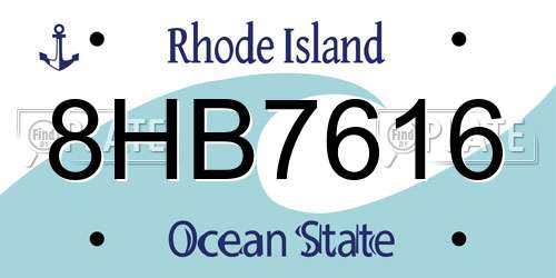8HB7616 Rhode Island License Plate