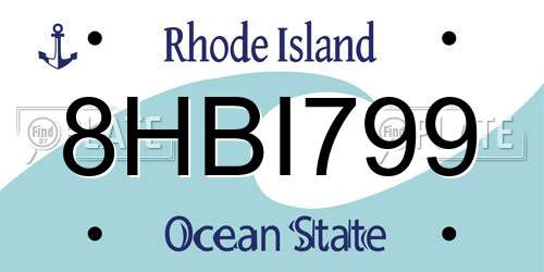 8HBI799 Rhode Island License Plate