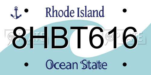 8HBT616 Rhode Island License Plate