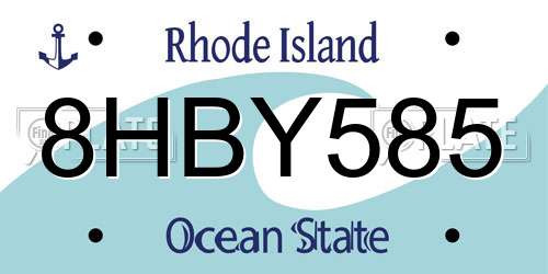 8HBY585 Rhode Island License Plate