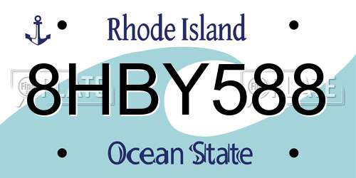 8HBY588 Rhode Island License Plate