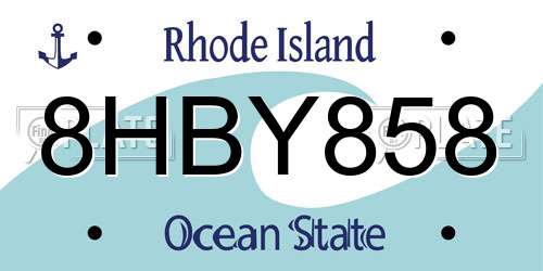 8HBY858 Rhode Island License Plate