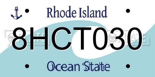8HCT030 Rhode Island License Plate