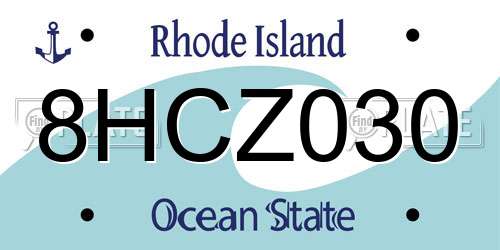 8HCZ030 Rhode Island License Plate