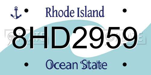 8HD2959 Rhode Island License Plate