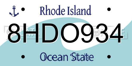 8HDO934 Rhode Island License Plate