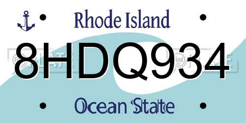 8HDQ934 Rhode Island License Plate
