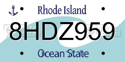 8HDZ959 Rhode Island License Plate