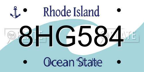8HG584 Rhode Island License Plate