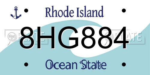 8HG884 Rhode Island License Plate