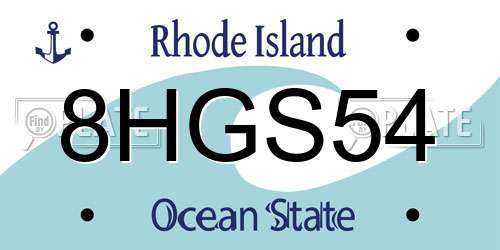 8HGS54 Rhode Island License Plate