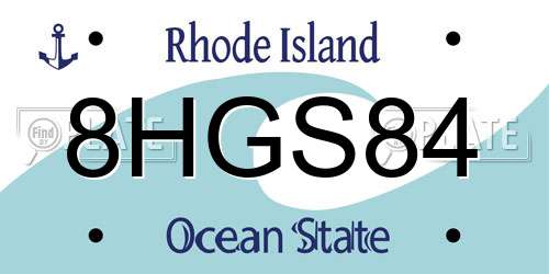 8HGS84 Rhode Island License Plate