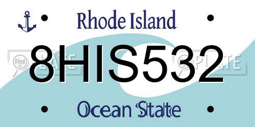 8HIS532 Rhode Island License Plate